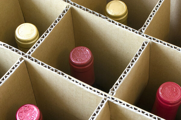 Cardboard box with wine